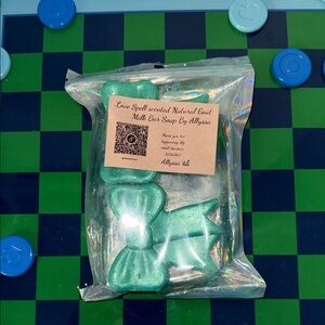 Love Spell Scented Natural Goat Milk Bar Soap - Turquoise Bows
